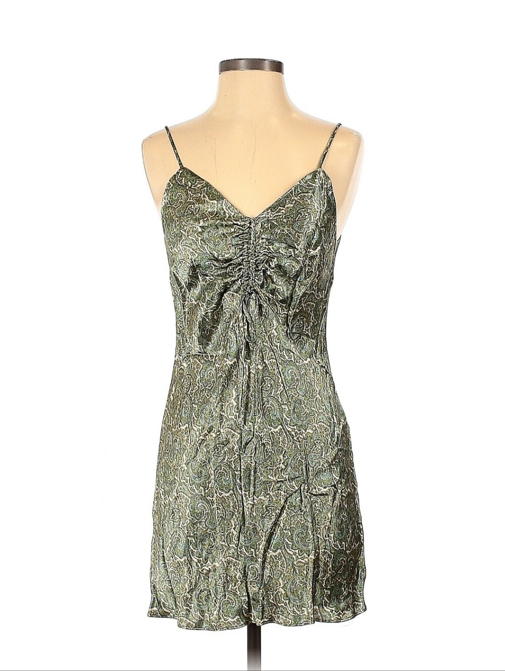 Zara Spaghetti Strap Paisley Midi Dress in Olive Green, Blue, & Black
